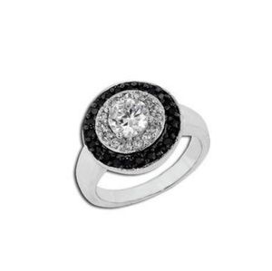 925 Silver Black Circle CZ Diamond Ring